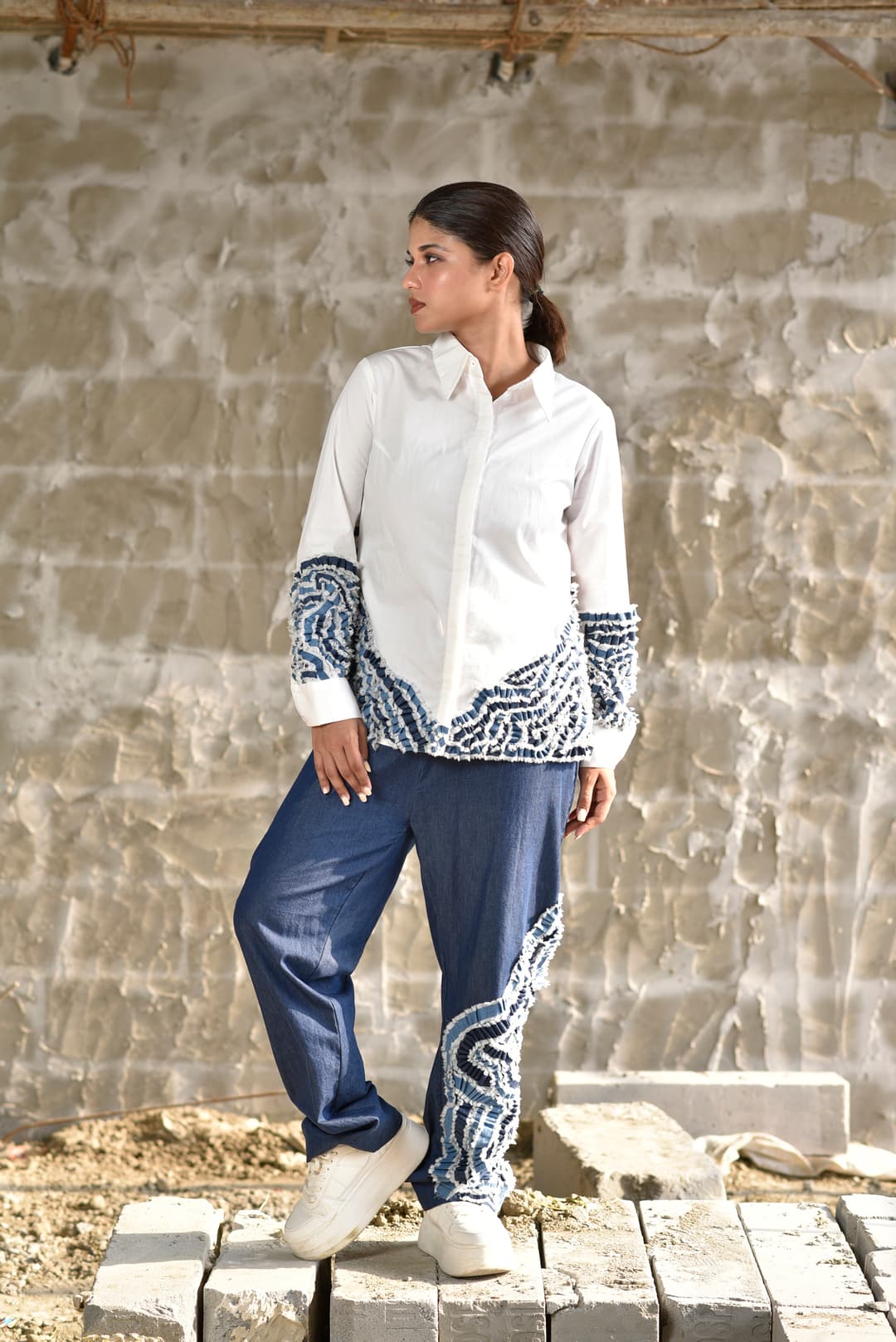 Denim ribbed co-ord set