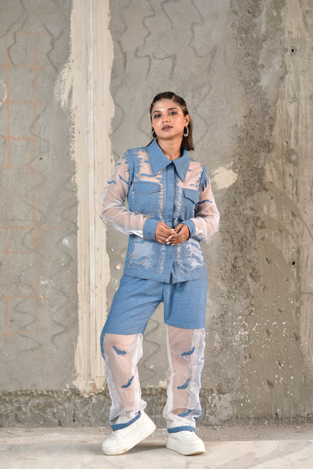 Denim Organza Co-ord Set